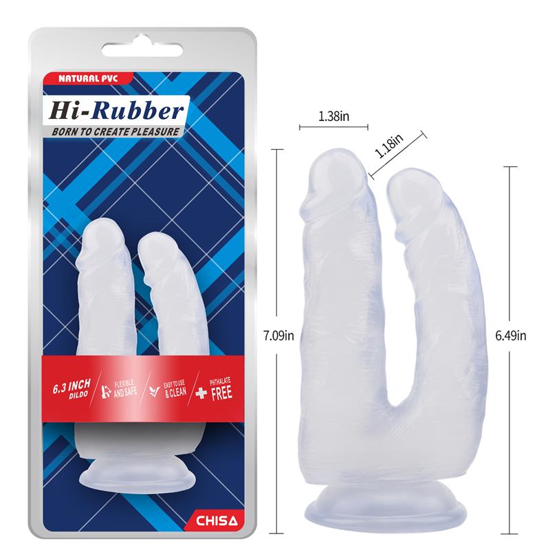 CHISA - DILDO DOBLE 6.3 - 18CM TRANSPARENTE