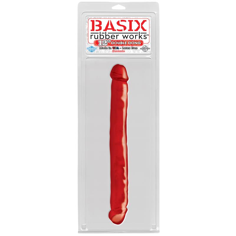 BASIX RUBBER WORKS - DILDO DOBLE COLOR ROJO 33,7 CM