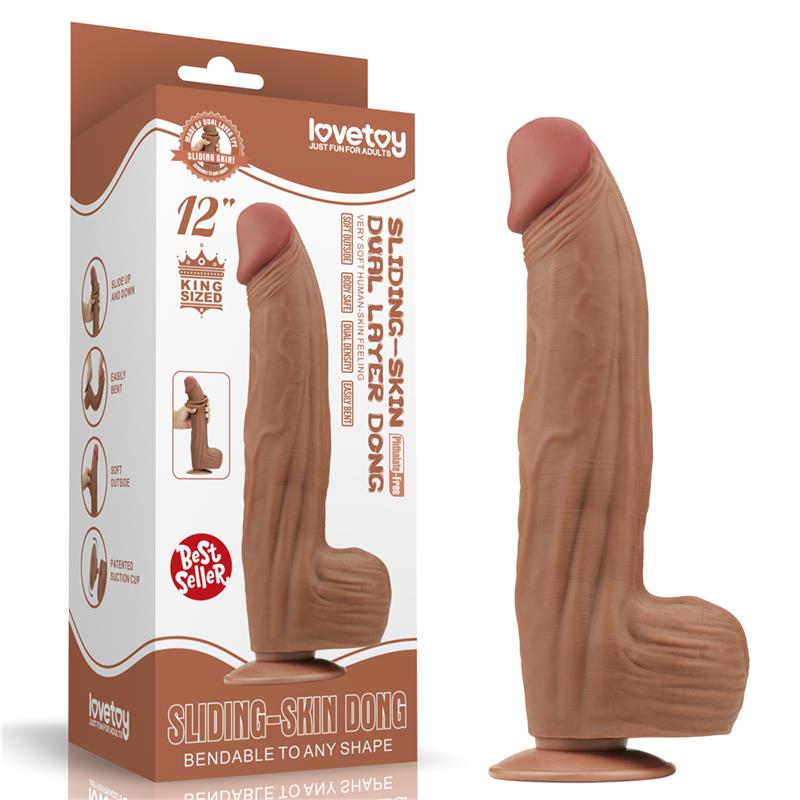 LOVETOY - DILDO DUAL DENSITY PIEL DESLIZANTE RETRACTIL 12