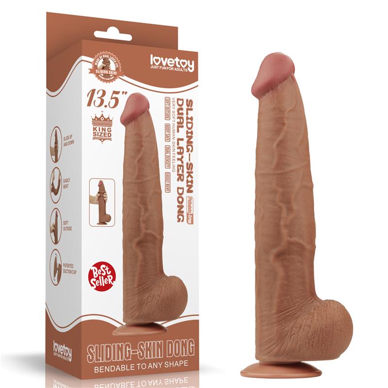 LOVETOY - DILDO DUAL DENSITY PIEL DESLIZANTE RETRACTIL 13.5