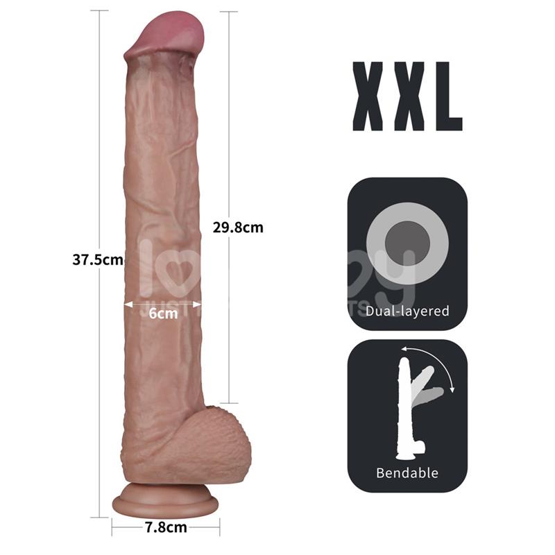 LOVETOY - DILDO DUAL LAYER ARTICULABLE XXL 14,5