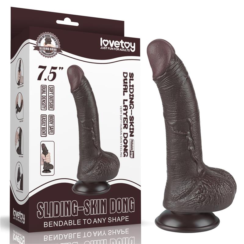 LOVETOY - DILDO DUAL LAYER PIEL DESLIZANTE RETRACTIL 7.5