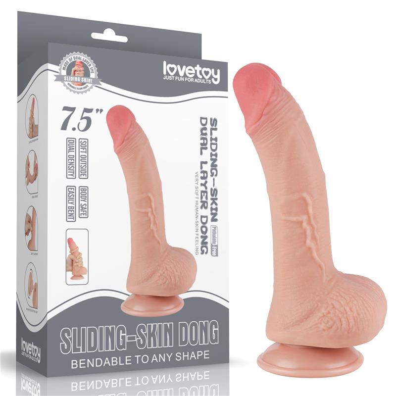 LOVETOY - DILDO DUAL LAYER PIEL DESLIZANTE RETRACTIL 7.5