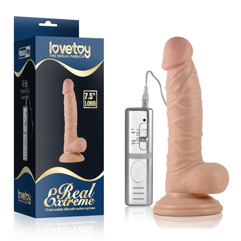 LOVETOY - DILDO REAL EXTREME CON VIBRACIÓN 7.5 NATURAL