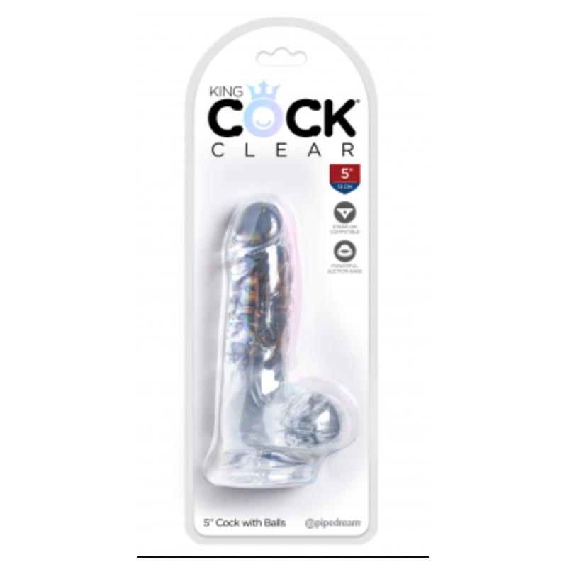 KING COCK - DILDO REALISTA CON TESTICULOS 5 TRANSPARENTE
