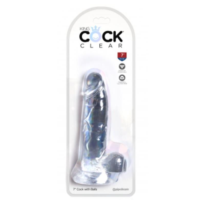 KING COCK - DILDO REALISTA CON TESTICULOS 7 TRANSPARENTE