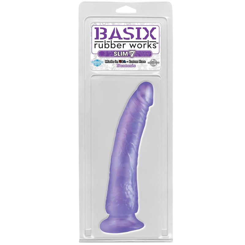 BASIX RUBBER WORKS - DILDO SLIM 17,78 CM PÚRPURA