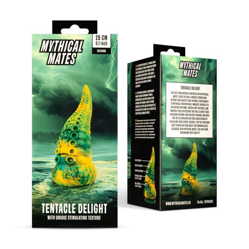 MYTHICAL MATES - DILDO TENTACLE DELIGHT VERDE Y AMARILLO 22.4 CM - 8.8