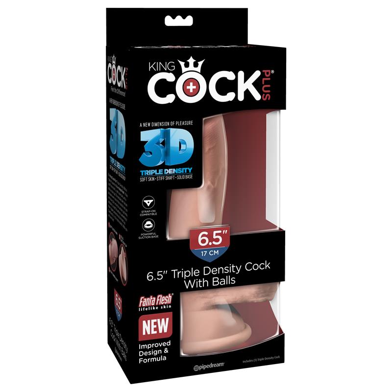 KING COCK - DILDO TRIPLE DENSIDAD CON TESTÍCULOS 6.5