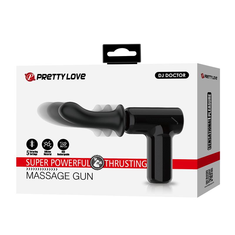 PRETTYLOVE - DJ DOCTOR PISTOLA DE MASAJE DILDO FUNCIÓN EMPUJE NEGRO