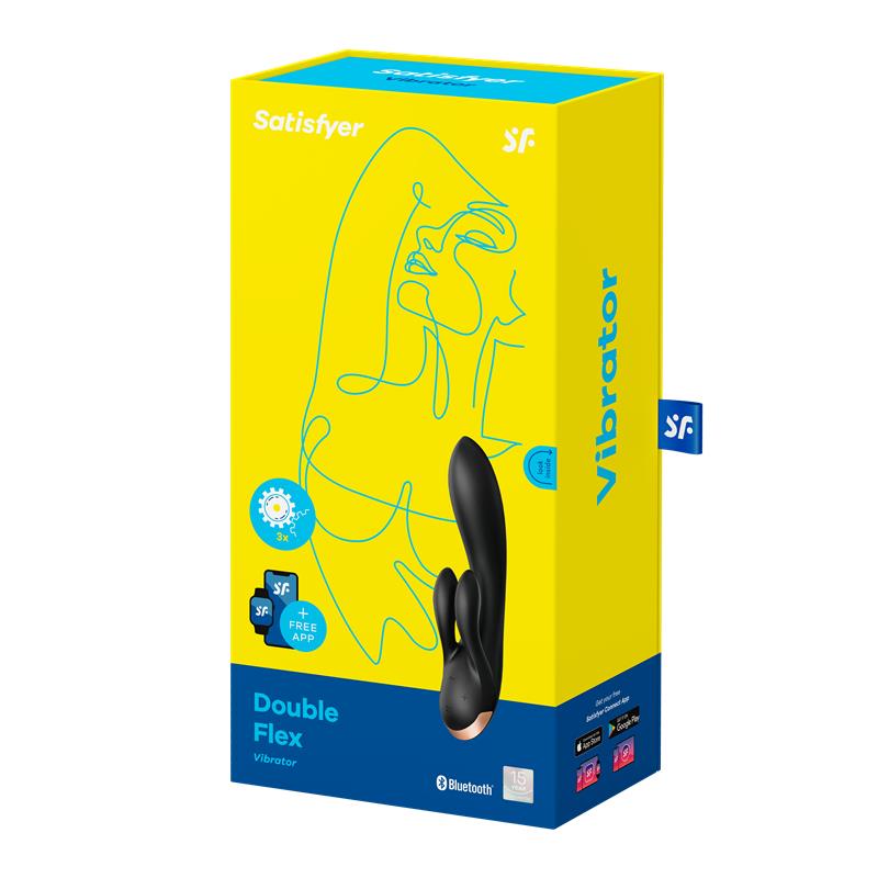 SATISFYER - DOUBLE FLEX VIBRADOR PUNTO G 3 MOTORES SATISFYER APP CONNECT NEGRO