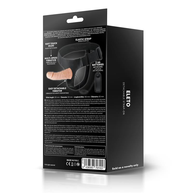 HARNESS COLLECTION LATETOBED - ELETO ARNÉS CON DILDO HUECO DESMONTABLE, VIBRACIÓN Y CONTROL REMOTO