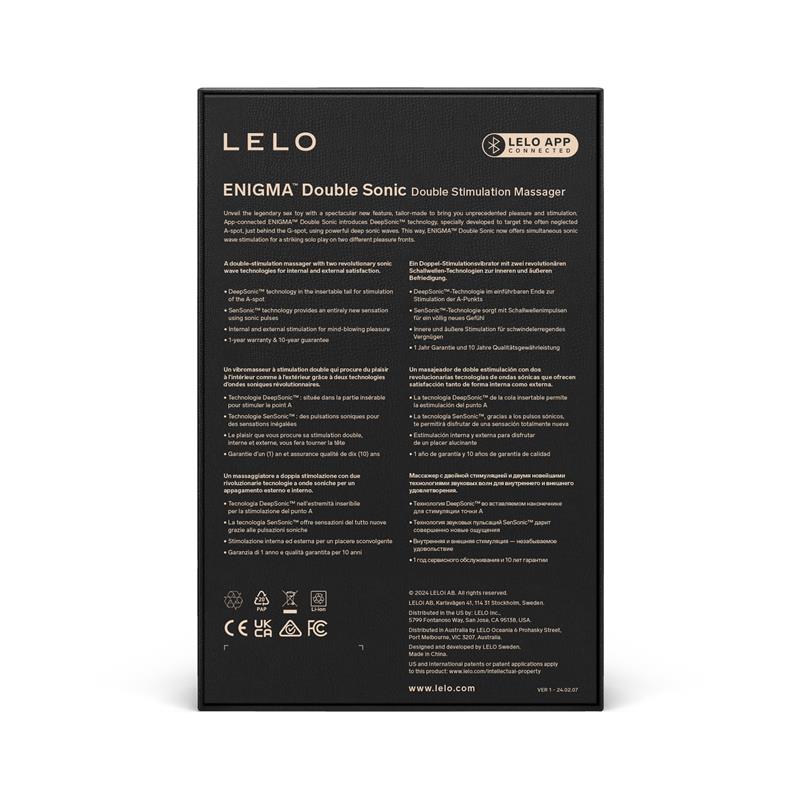 LELO - ENIGMA DOBLE SONIC SUCCIONADOR DE CLÍTORIS CON APP NEGRO