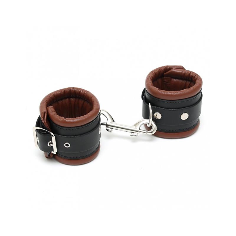 BONDAGE PLAY - ESPOSAS CUERO NEGRO Y MARRÓN 7CM