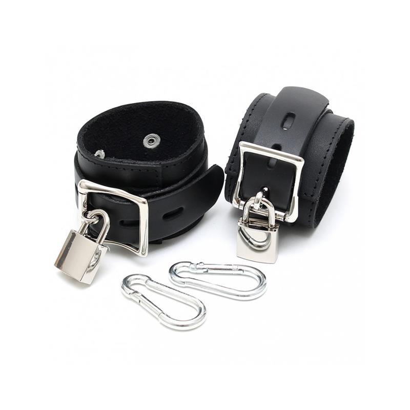 BONDAGE PLAY - ESPOSAS PIES CUERO AJUSTABLES CON CANDADO