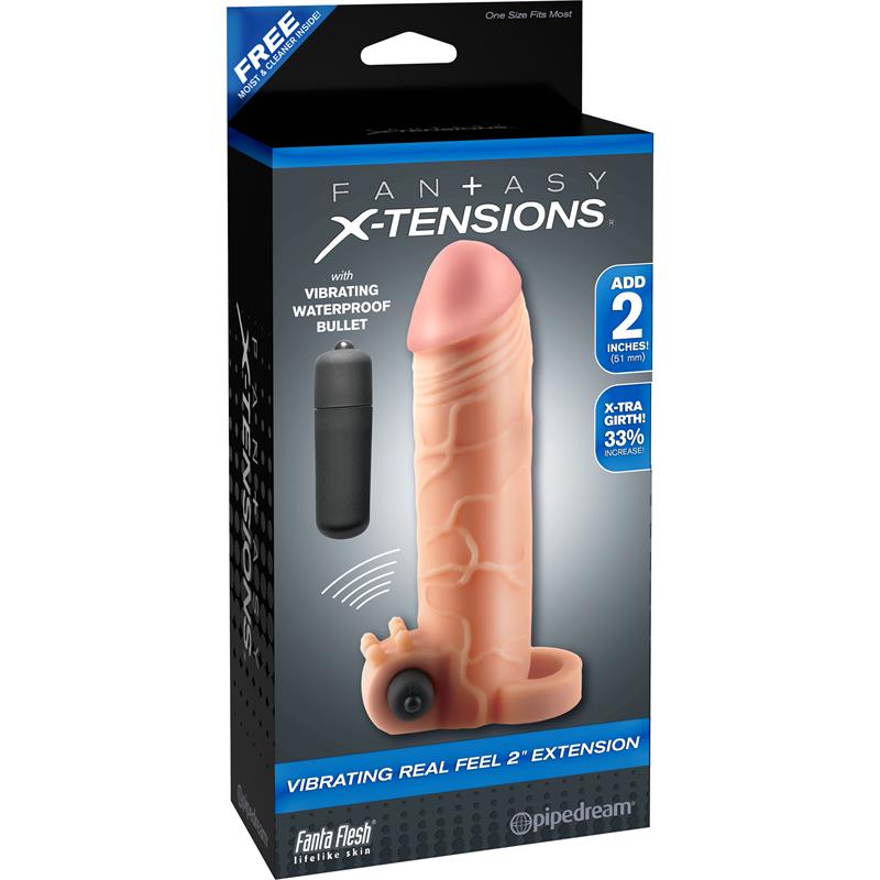 FANTASY X-TENSIONS - FANTASY X-TENSIONS VIBRADOR REAL FEEL DE 5,1 CM CON EXTENSIÓN - COLOR NATURAL