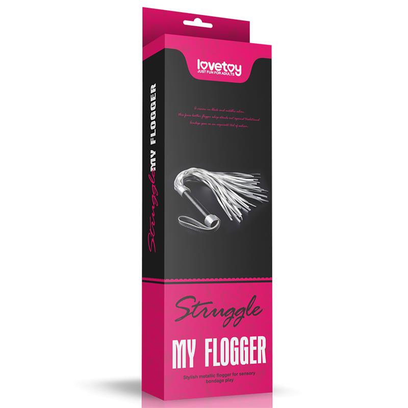 LOVETOY - FLOGGER CUERO SINTÉTICO PLATEADO Y NEGRO