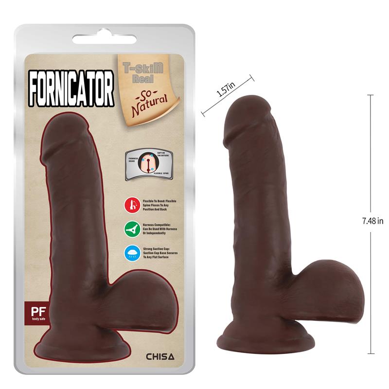 CHISA - FORNICATOR DILDO DUAL DENSITY MARRÓN 19CM