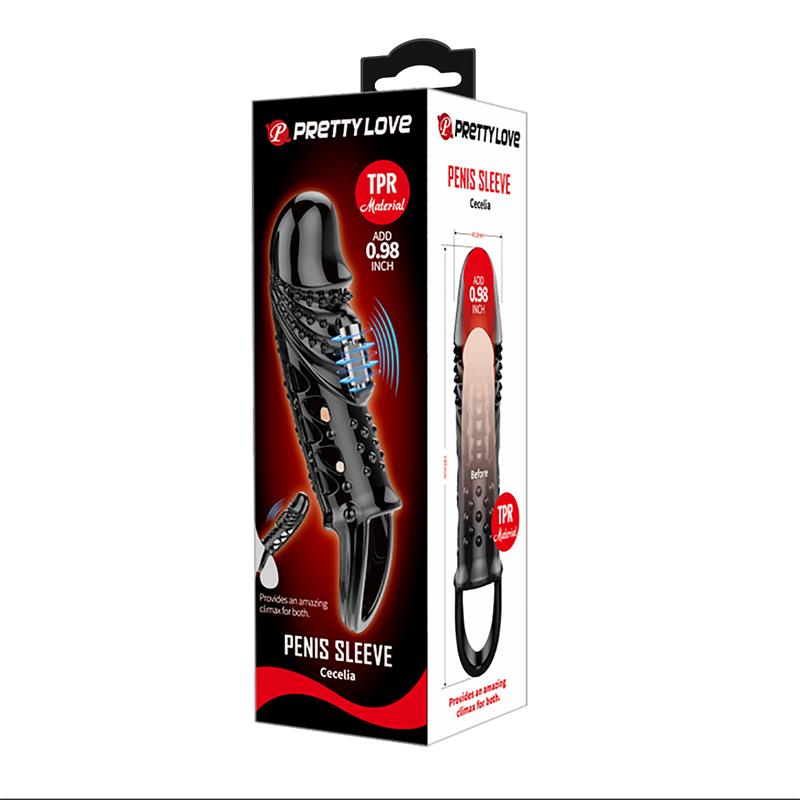 PRETTYLOVE - FUNDA PARA EL PENE CON VIBRACÓN NEGRO