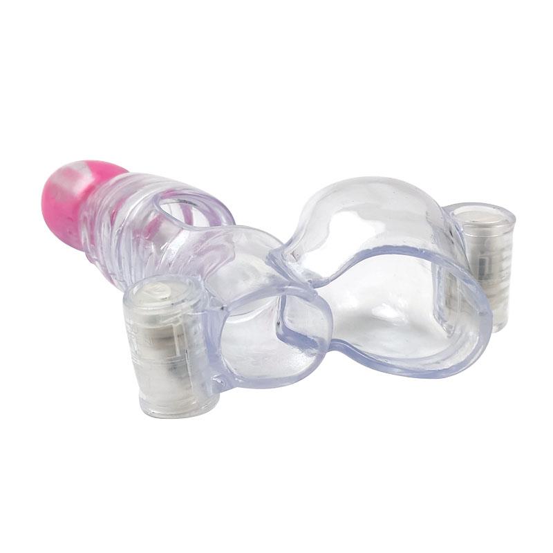 A-GUSTO - FUNDA PARA EL PENE Y TESTÍCULOS 3 BALAS VIBRADORAS TRANSPARENTE