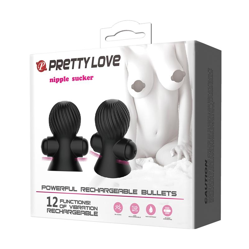 PRETTYLOVE - FUNDA PARA LOS PEZONES CON VIBRACIÓN NEGRO