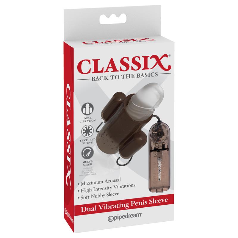 CLASSIX - FUNDA PARA PENE DOBLE VIBRACIÓN AHUMADO
