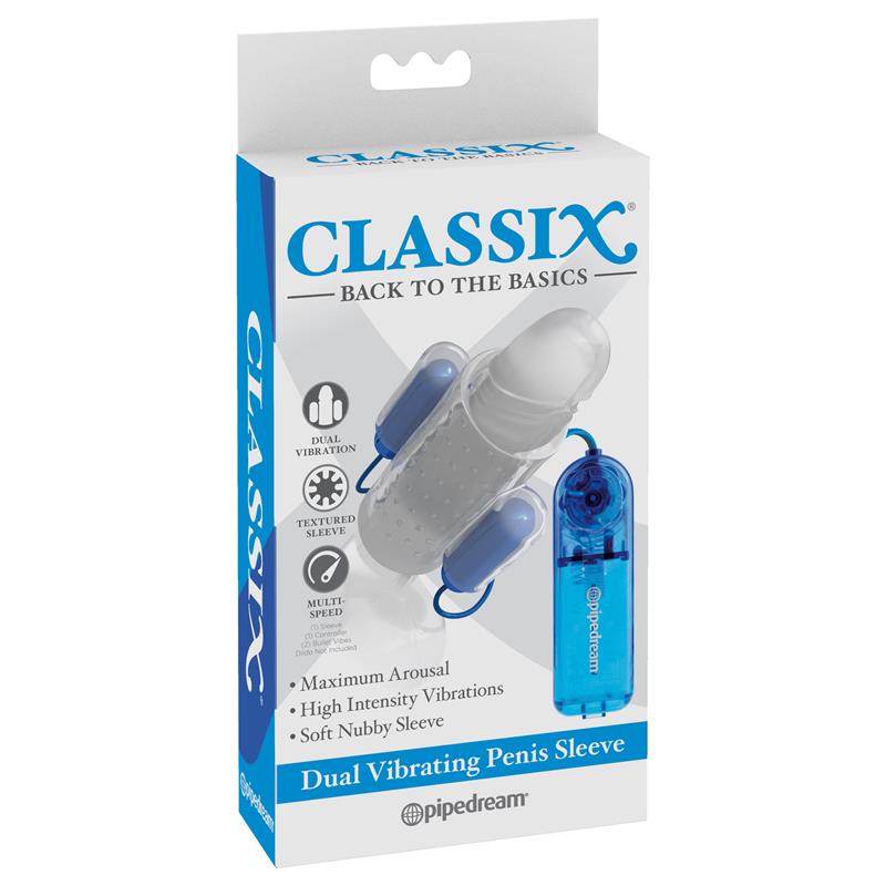 CLASSIX - FUNDA PARA PENE DOBLE VIBRACIÓN TRANSPARENTE