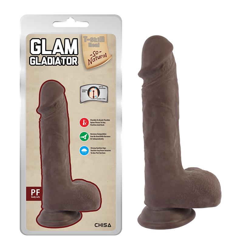 CHISA - GLAM GLADIATOR DILDO DUAL DENSITY MARRÓN 21.5CM
