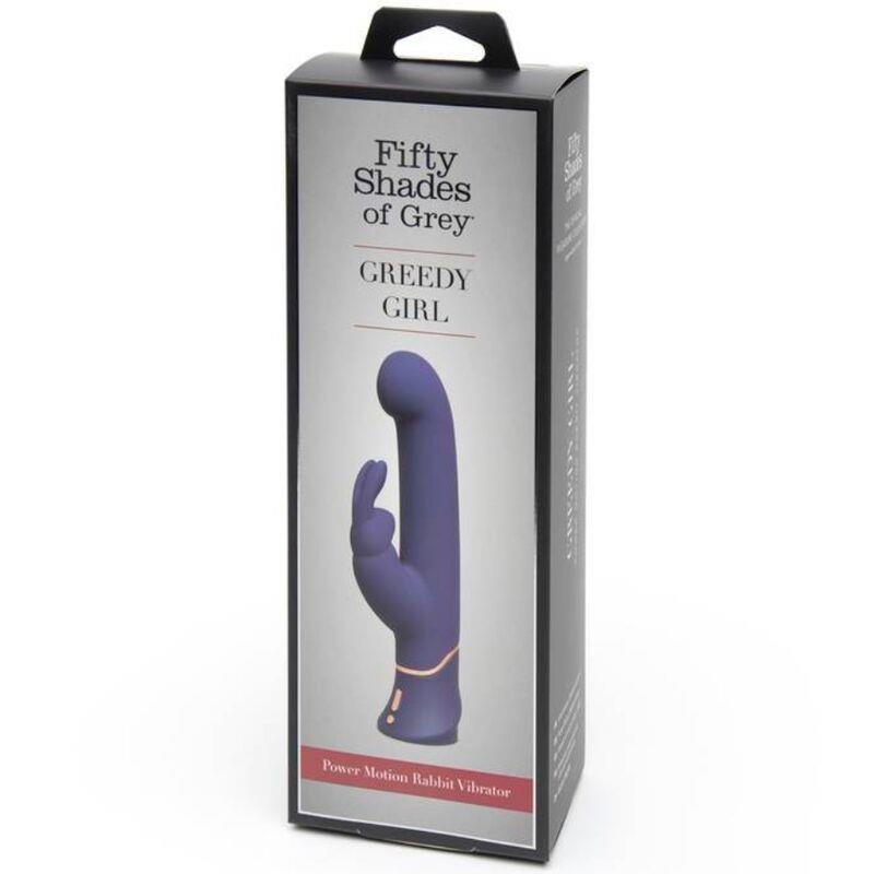 FIFTY SHADES OF GREY - GREEDY GIRL VIBRADOR CON MOVIMIENTO ESTIMULADOR PUNTO G Y RABBIT PÚRPURA