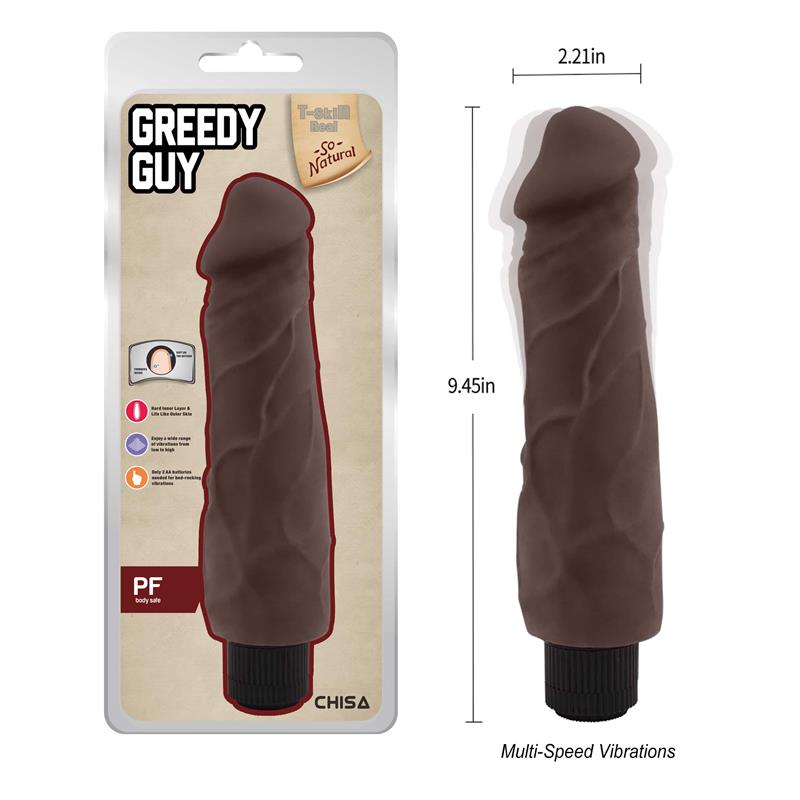CHISA - GREEDY GUY VIBRADOR REALISTA CASTANHO 24 CM