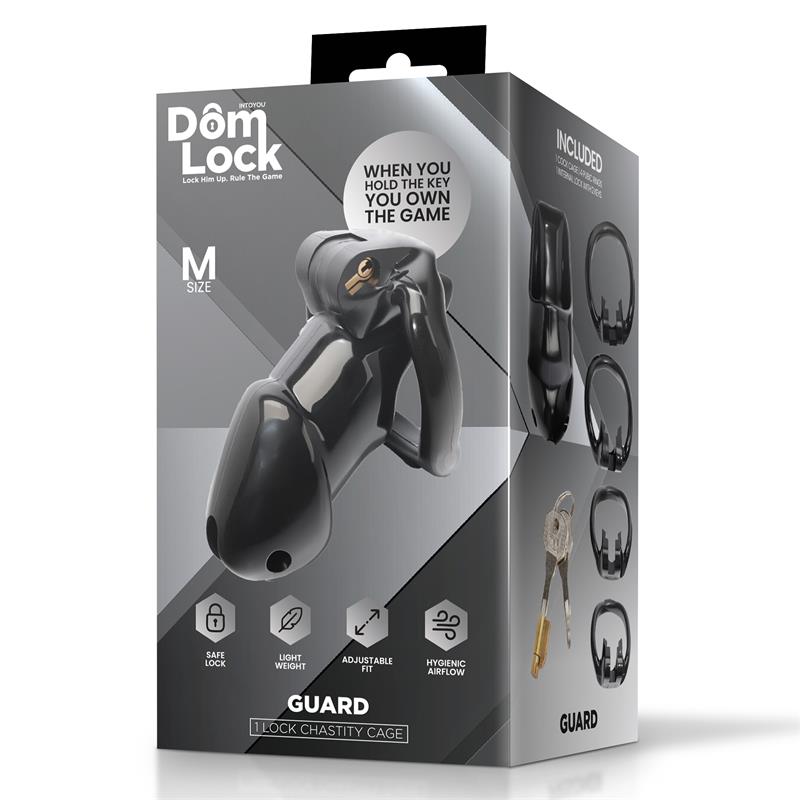 DOMLOCK - GUARD JAULA PARA EL PENE CON CANDADO INTERNO TALLA M