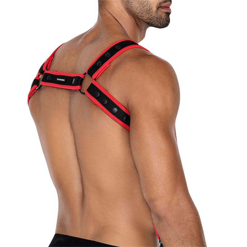 CUT4MEN - H4RNESS05 ARNÉS DE PECHO NEON ROJO TALLA ÚNICA