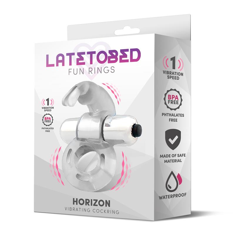 LATETOBED - HORIZON ANILLO VIBRADOR CON CONEJITO TRANSPARENTE