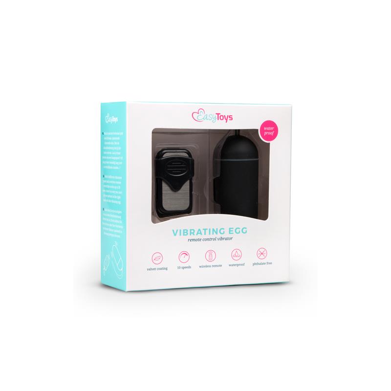 EASYTOYS - HUEVO VIBRADOR CONTROL REMOTO 10 FUNCIONES NEGRO