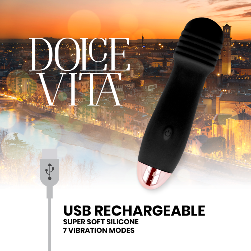 DOLCE VITA - VIBRADOR RECARREGÁVEL PRETO TRÊS VELOCIDADES