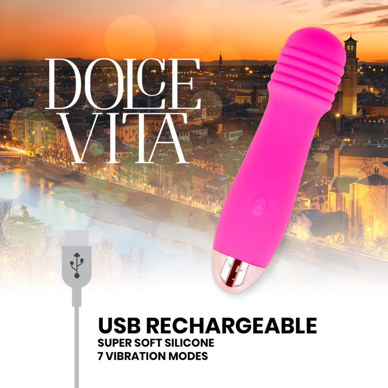 DOLCE VITA - RECHARGEABLE THREE PINK VIBRATOR 7 SPEEDS