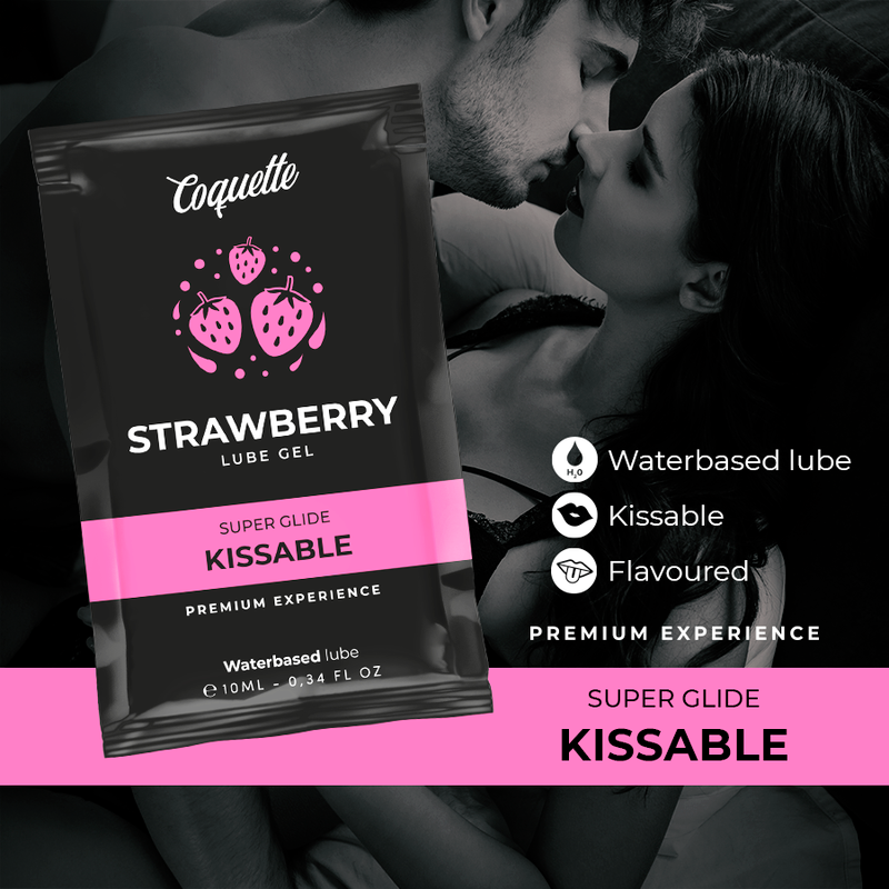 COQUETTE CHIC DESIRE - LUBRIFICANTE DE BOLSO BEIJÁVEL À BASE DE ÁGUA MORANGO 10 ML