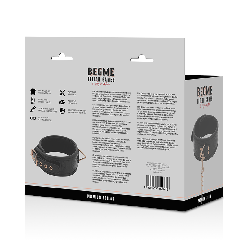 BEGME - BLACK EDITION VEGAN LEATHER COLLAR WITH NEOPRENE LINING