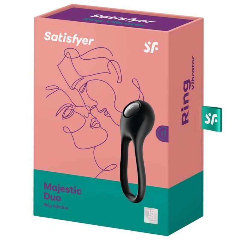 SATISFYER - MAJESTIC DUO BLACK VIBRATOR RING