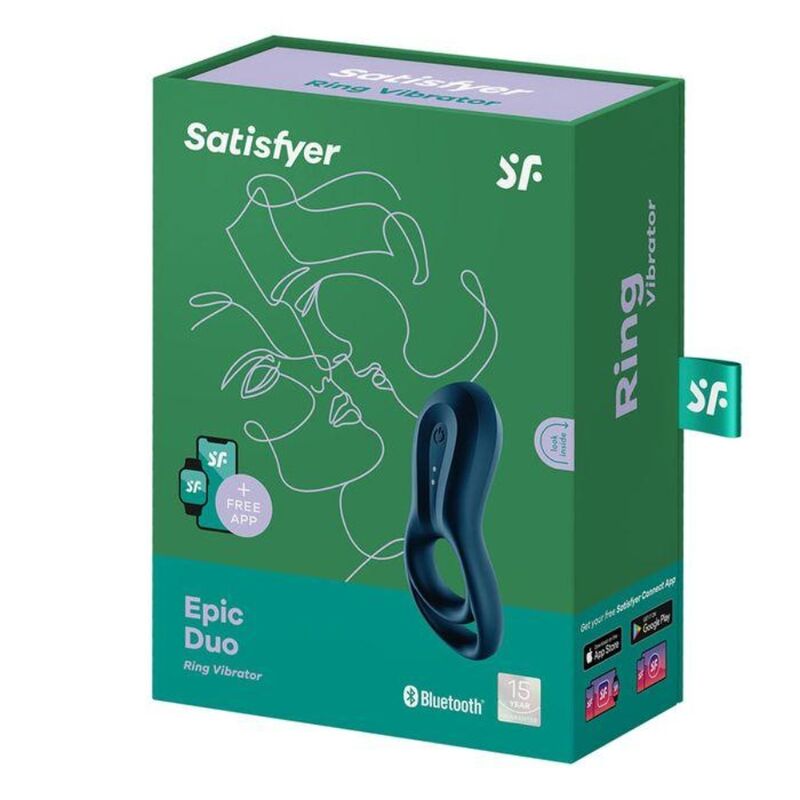 Satisfatia - Epic Duo Blue App Vibrator Ring