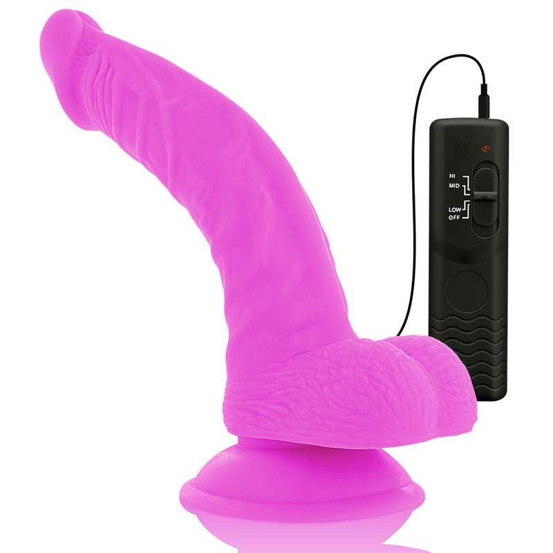 DIVERSIA - DILDO REALÍSTICO FLEXIBLE CON VIBRACIÓN LILA 21.5 CM -O- 4.5 CM