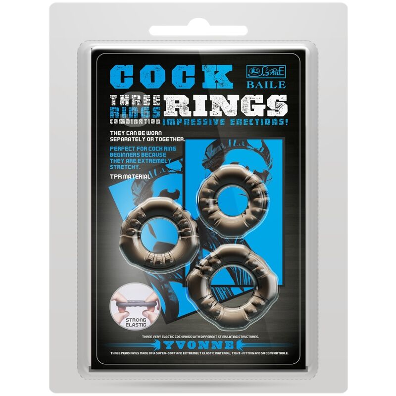 Dança - Anéis de pau Yvonne Set 3 Penis Rings