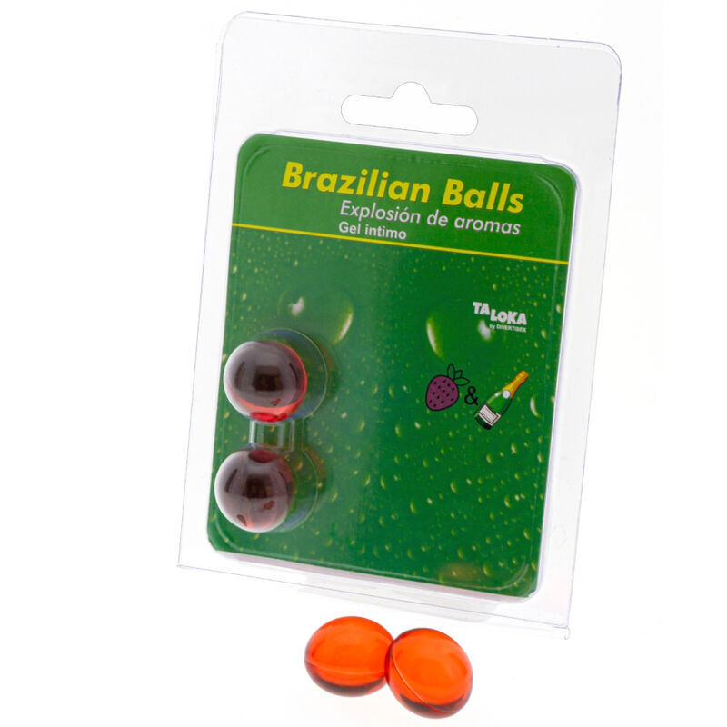 TALOKA - BRAZILIAN BALLS GEL ÍNTIMO MORANGOS & CHAMPAGNE 2 BOLAS