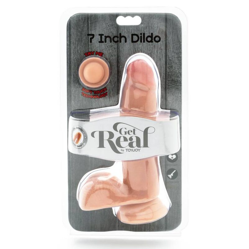 GET REAL - DUAL DENSITY DILDO 12 CM CON TESTÍCULOS NATURAL