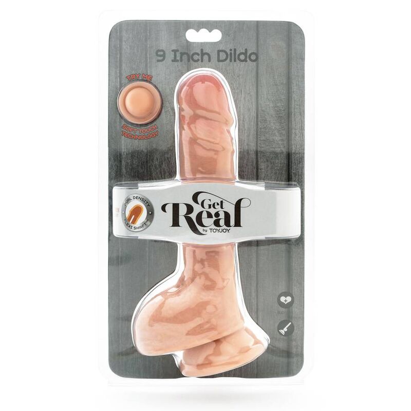 GET REAL - DUAL DENSITY DILDO 10" WITH NATURAL TESTICLES