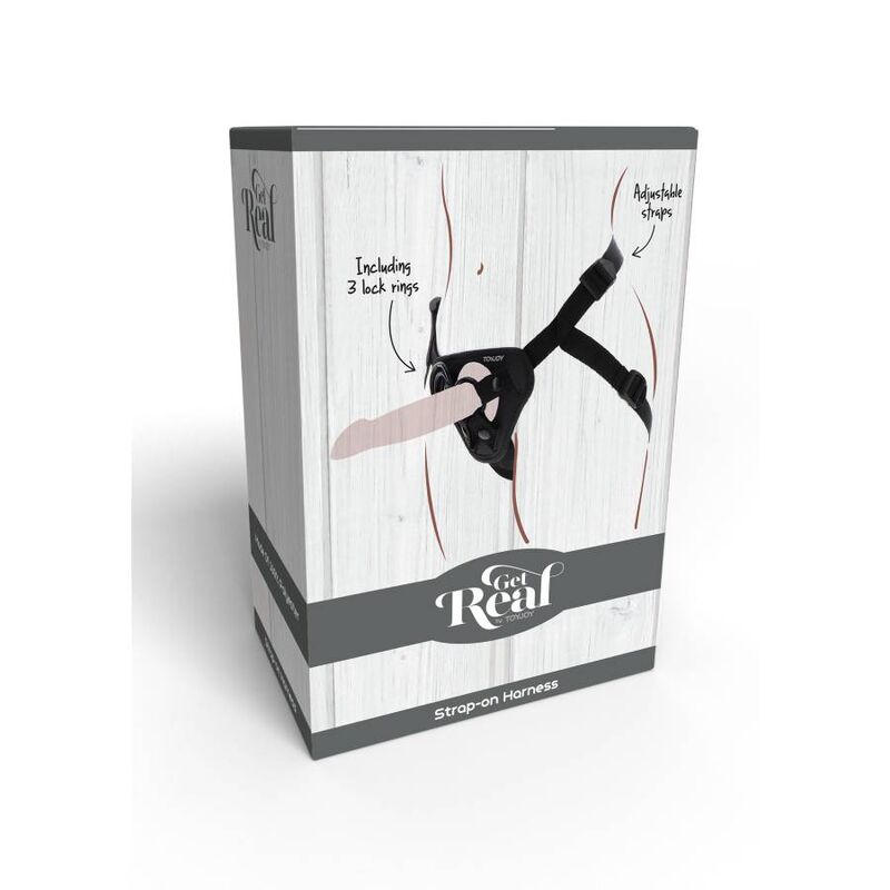 GET REAL - ARNÊS PRETO COM DILDO DUPLO