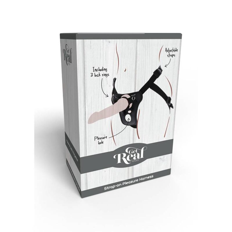 GET REAL - PRAZER COM CINTA-COURO PRETO