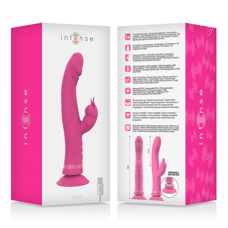 INTENSE - VIBRADOR COELHO DE SILICONE ROSA JULIO