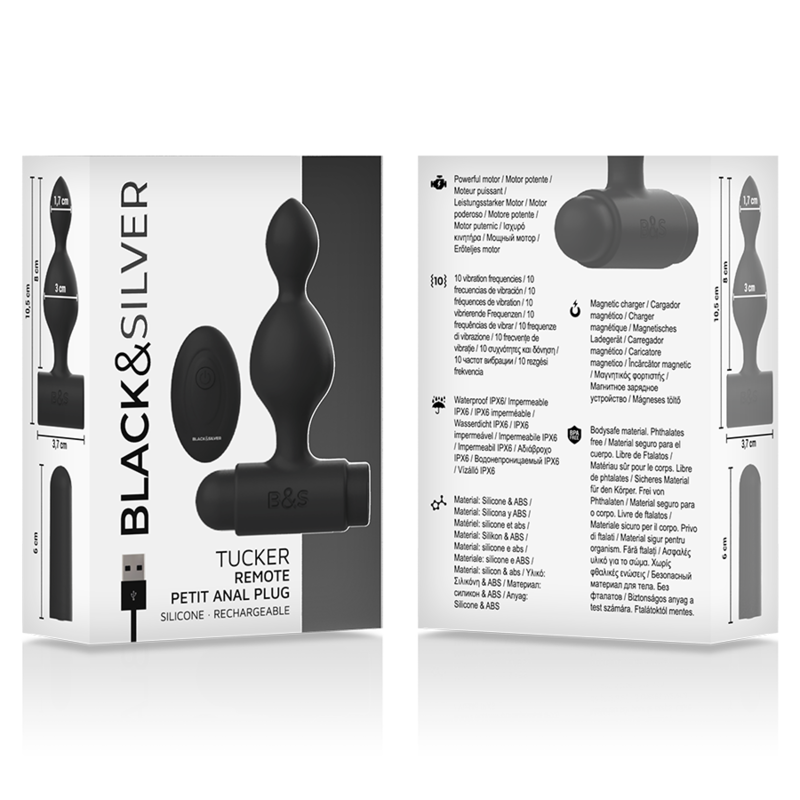BLACK&SILVER - TUCKER PEQUENO PLUG ANAL SILICONE CONTROLO REMOTO