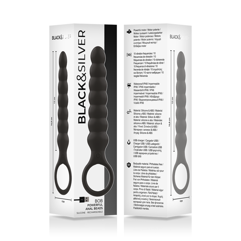 BLACK&SILVER - BOB POTENTE VIBRADOR DILATADOR ANAL SILICONA